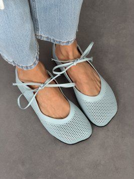 Балетки barefoot з перфорацією NikArt шкіряні блакитні 11851-127256 фото